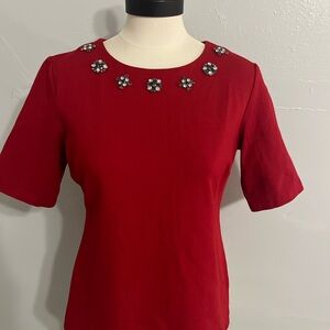 Talbots Red Embellished Blouse
